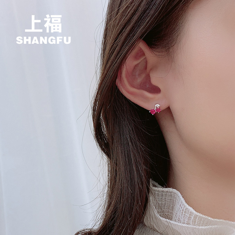 新品s925女甜美小樱桃2019款银耳钉 上福耳钉