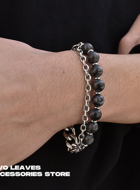 串珠手链TWOLEAVES男女钛钢欧美