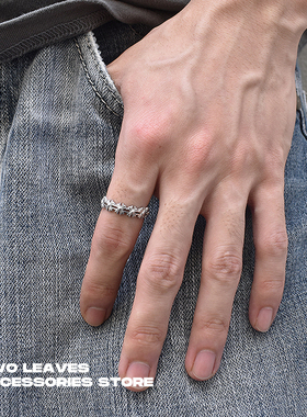 TWOLEAVES男女纯银潮十字架戒指