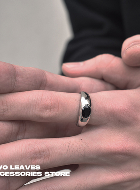 TWOLEAVES男女纯银黑锆石戒指