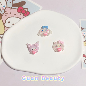 冰透亮晶晶细闪爱心动物玉桂狗树脂diy配件手机壳发饰品材料