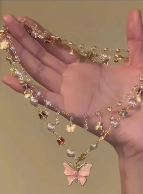 小红书爆款颈链超仙锆石镶嵌精致时尚叠搭双层项链闺蜜礼物批发