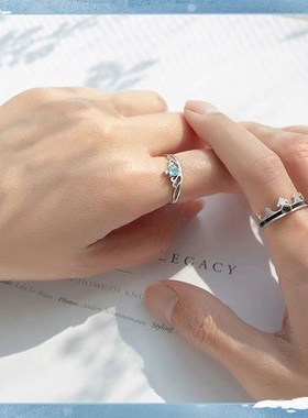 新款情侣戒指一对冰雪女王与国王日韩时尚网红情侣款女友生日礼物