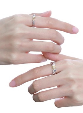 日月同辉925纯银戒指不掉色小众男女高级星月情侣对戒指小众设计