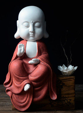 新中式风观音客厅玄关陶瓷雕塑