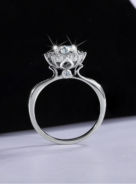 S925银莫桑石星河钻戒女镀铂金求婚结婚公主灿若星辰钻石戒指首饰