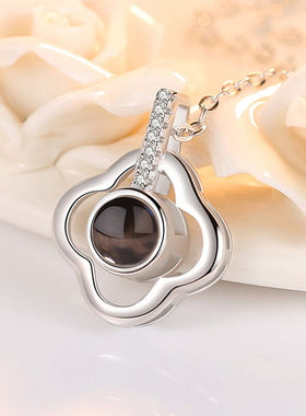 100种语言我爱你投影纯银项链抖音同款纯银925爱的项链记忆吊坠女