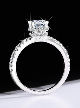 s925纯银落日彩色莫桑钻戒指女钻戒小红书网红款时尚婚戒送女朋友