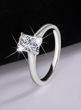 时尚S925纯银镀铂金莫桑石戒指D色1克拉雷迪恩切割莫桑钻戒指饰品