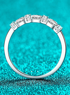 时尚S925纯银全莫桑石戒指女旦形包边指环日常百搭精致小巧礼物