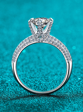 新款S925纯银戒指女半壁江山镶嵌莫桑钻戒指时尚订婚结婚戒指配饰