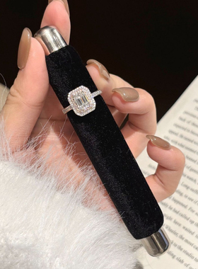 奢华S925纯银戒指1ct祖母绿切莫桑钻戒指送女朋友生日礼物饰品