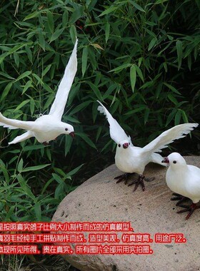 仿真鸽子摆件假鸽子模型婚庆和平鸽道具羽毛鸟类白鸽软装饰品摆设
