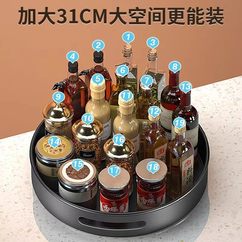 厨房旋转调料架台面转角多层专用放调味品油盐酱醋调料瓶罐碗架 - 图1