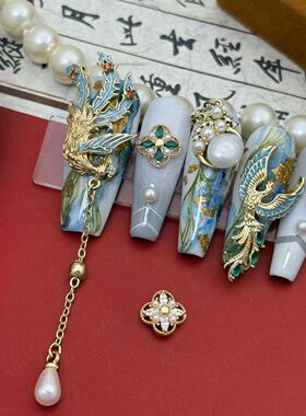 新款国潮古风秀禾婚甲指甲配饰