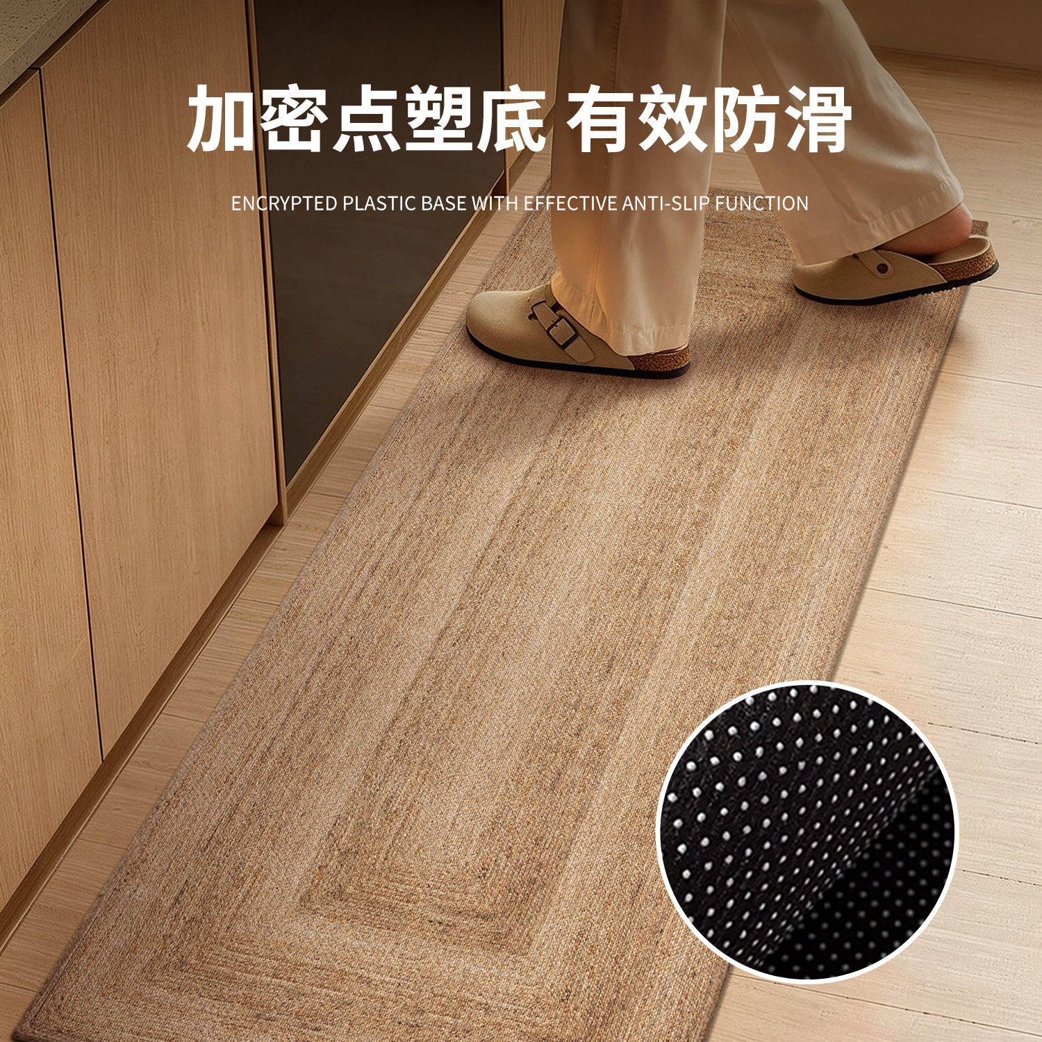 Kitchen floor mat is oil-proof, waterproof, anti-slip, water-absorbent and quick-drying