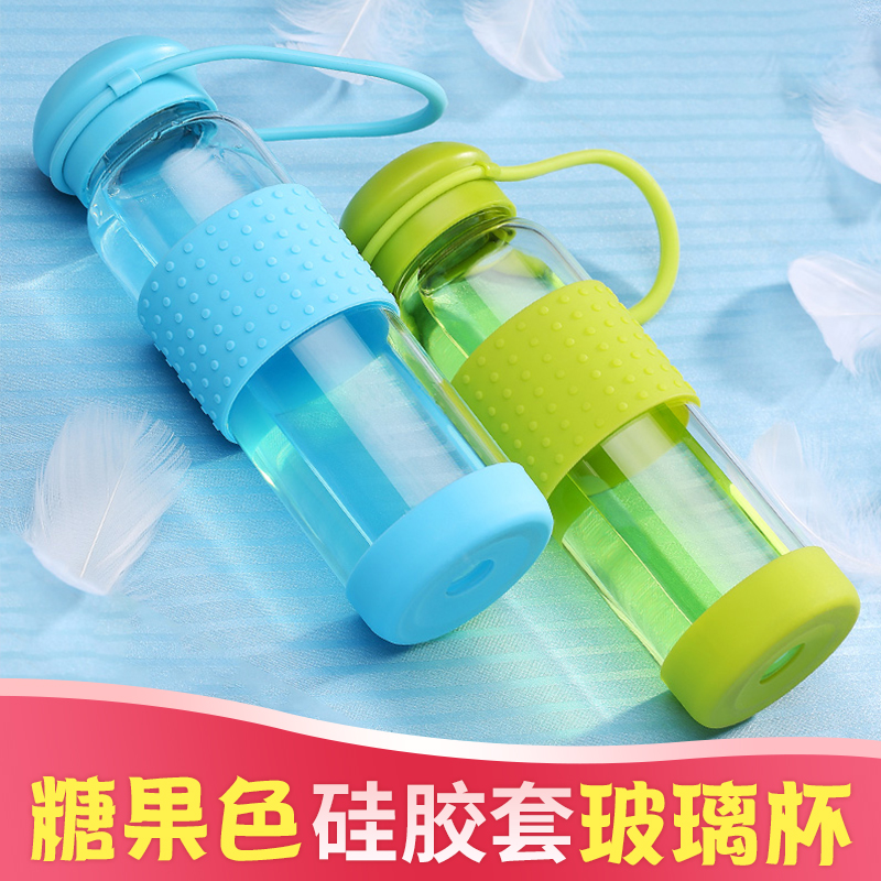 上物水杯女便攜可愛玻璃杯家用男女學生帶把創意隨手茶杯ins時尚