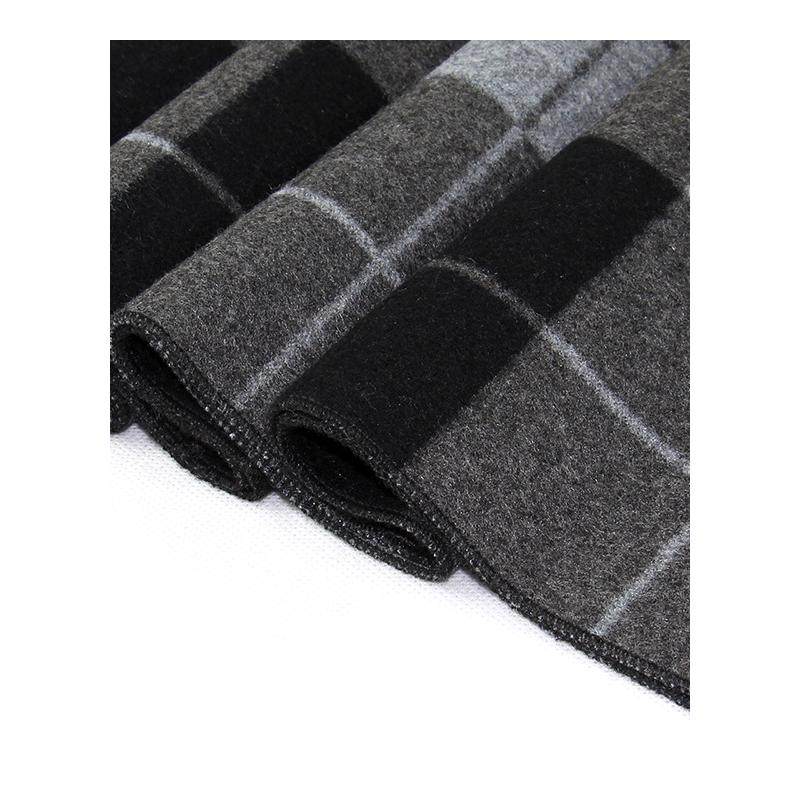 围巾男中老年冬季格子保暖羊毛加厚老人围脖男士高档爸爸礼物冬款