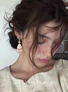 【CoCo小姐】香风中古轻奢耳环白色珐琅珍珠知性女士优雅耳饰