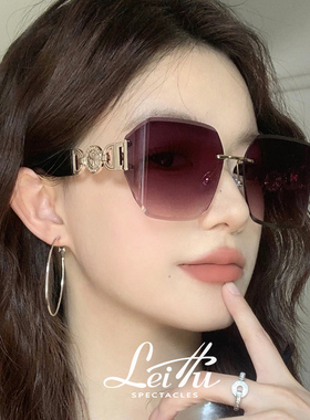 大框曲面屏无框切边墨镜女2025新款高级感防紫外线太阳镜大脸显瘦