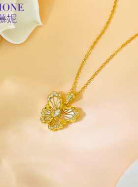 925银蝴蝶项链贝壳吊坠