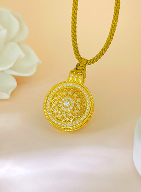 足银999莫桑石镂空吊坠