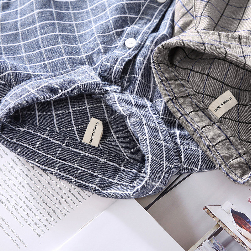 棉麻衬衫男春秋季长袖宽松上衣百搭翻领男士格子衬衣休闲外套潮流,淘宝优惠券,粉丝福利购,淘宝优惠卷