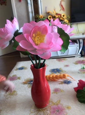陶瓷红色花瓶结婚摆件北欧现代家居客厅插花瓶中国红创意供佛