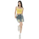 Women's plus size denim short skirt 2025 new summer style raw edge