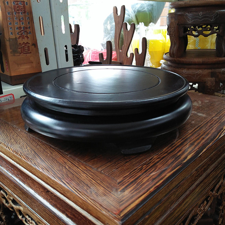 花瓶圆形木质底座 茶壶花盆佛像鱼缸石头仿实木摆件轴承旋转底座,淘宝优惠券,粉丝福利购,淘宝优惠卷