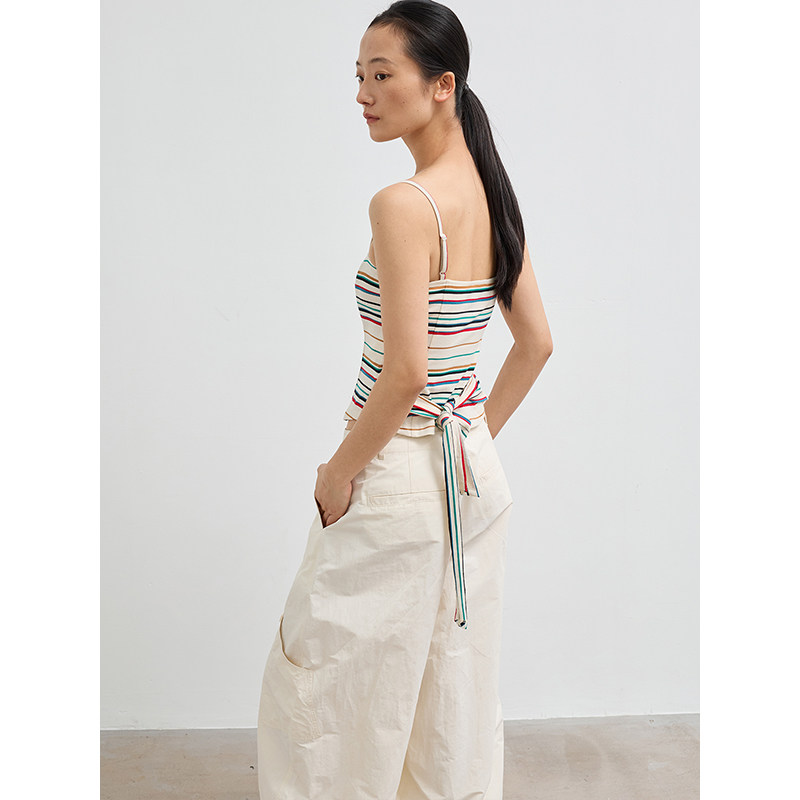 TDDP“彩虹背心”设计感条纹小吊带女夏季外穿内搭打底修身上衣 - 图2