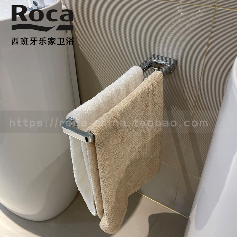 ROCA乐家 坦普挂墙式牢固型双杆毛巾杆817031001全铜镀铬直杆42cm - 图1