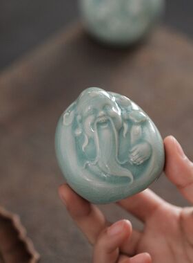 汝窑中式福禄寿三星摆件家居客厅招财摆设乔迁新居老人祝寿伴手礼