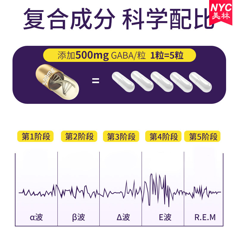 GABA氨基丁酸睡眠片助眠片y伽马氨基丁酸sleepwell睡眠胶囊成人 - 图2