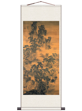 名家仿古山水画戴进国画字画书房办公室壁画定制风水玄关长松五鹿