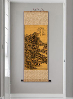文徽明山水画国画茶楼装饰礼品画风水字画仿古卷轴画定制礼品挂画