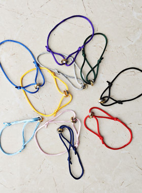 欧式钛钢双环手绳 情侣简约手链 本命年红绳 送女生饰品礼物