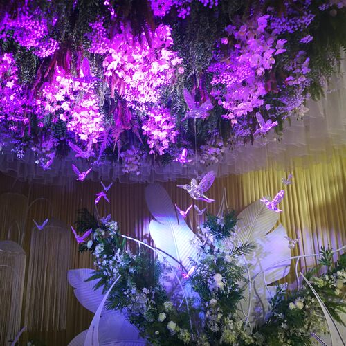 婚庆蜂鸟透明亚克力水滴酒店挂件天使雪花挂件水晶透明飞鸟吊饰 - 图0