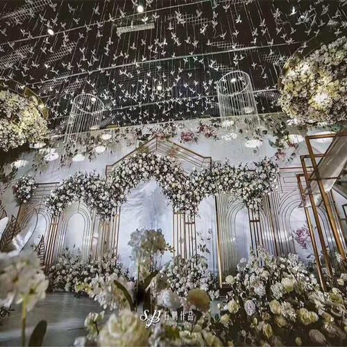 婚庆蜂鸟透明亚克力水滴酒店挂件天使雪花挂件水晶透明飞鸟吊饰 - 图1