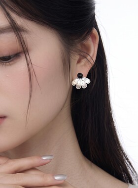 bali小众银色波点花朵耳钉女