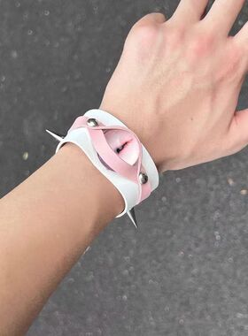 朋克辣妹复古皮质手链女小众亚文化摇滚Y2K甜酷choker废土风手饰