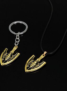 欧美跨境创意周边饰品金色箭头小铁锹项链合金吊坠钥匙扣