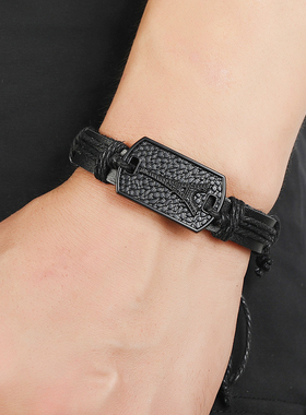 欧美朋克风黑色狼头手链