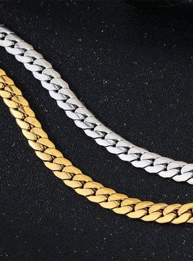 不锈钢加密光身手链 镀金加密古巴手链 潮流百搭简约手饰品配饰