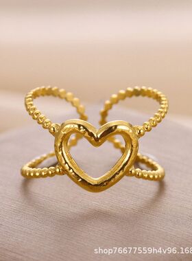 跨境欧美爆款简约爱心设计感戒指合集日常通勤穿戴手饰品厂家批发