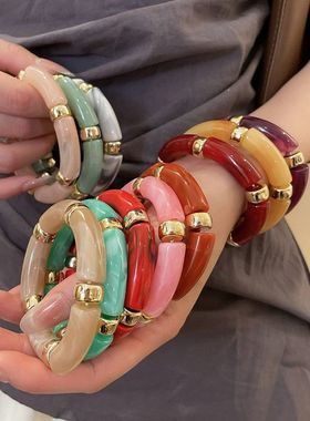 韩系ins亚克力圆形手镯简约气质时尚手环百搭小众高级感手饰批发