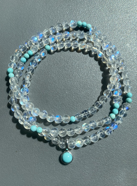 白月光绿松石4cm三圈旺感情守护爱情天然水晶闺蜜礼物手链女