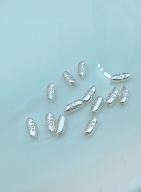 s925古法金纯银米粒配件DIY隔珠