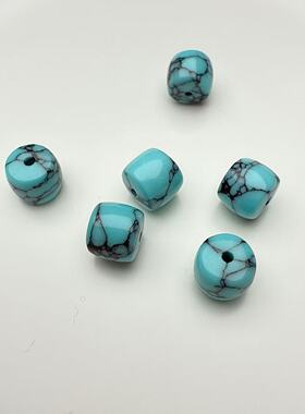 菱镁矿蓝松石网花桶珠文玩手串