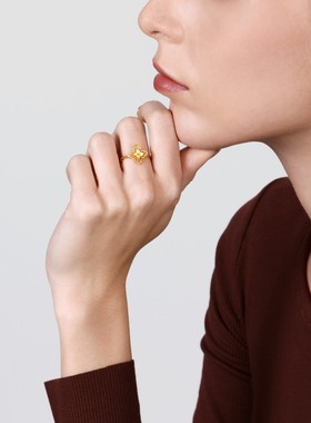 周生生黄金珠宝生生有囍丁香花黄金足金戒指结婚三金95304R